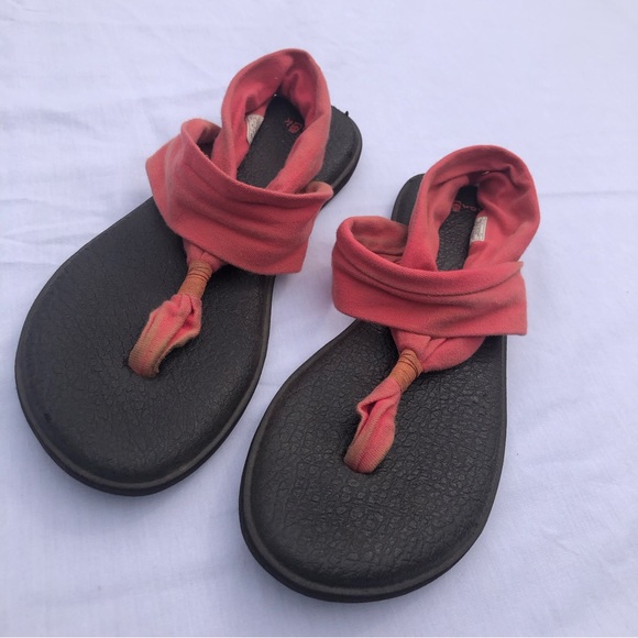Sanuk Yoga Sling Sandals 11 women salmon pink slip on soft - Picture 2 of 7